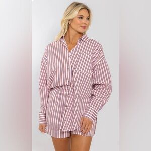 Karlie Stripe Poplin Button Up Top
Medium / Red/blue